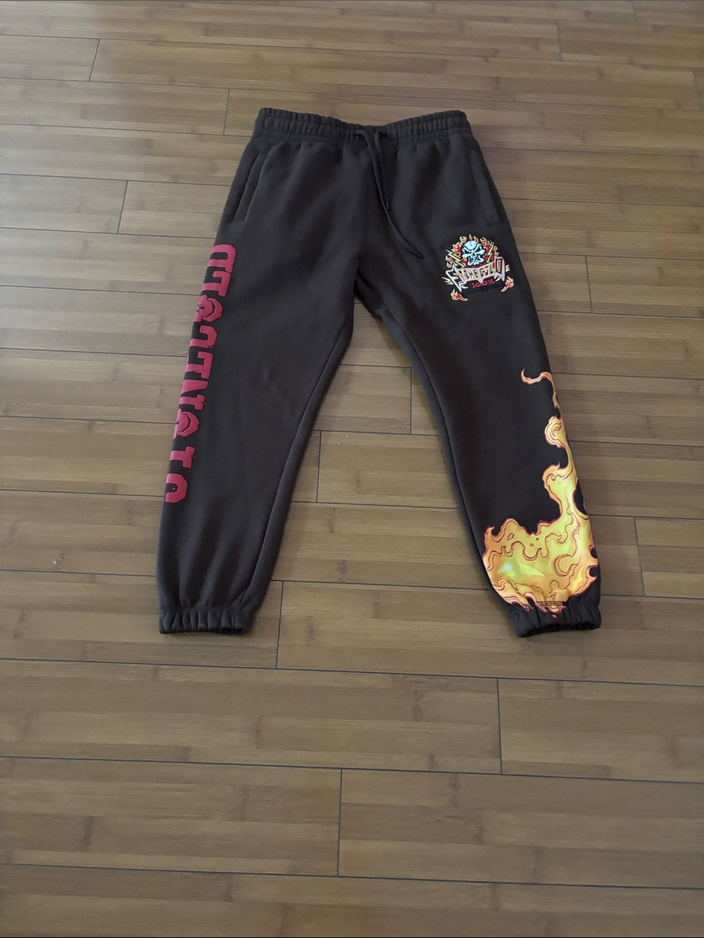 PALACE Black Joggers with Flame & Red Logo Graphics - men